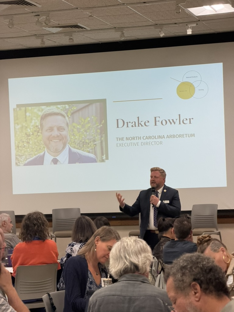 Drake Fowler, Executive Director of the North Carolina Arboretum, welcoming attendees